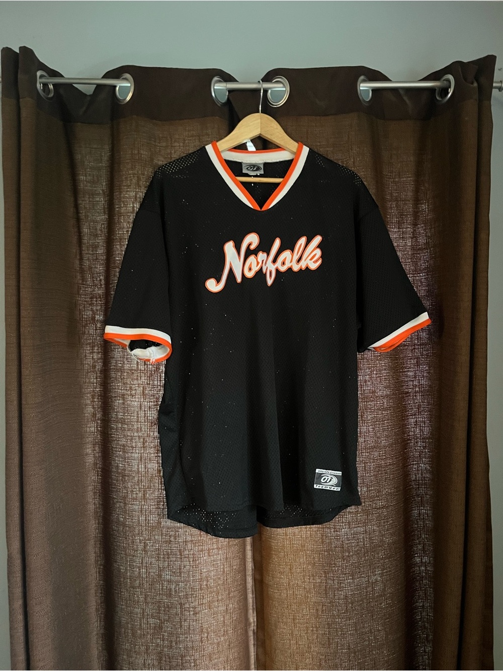Norfolk Tides Black Mesh Jersey with Orange Trim